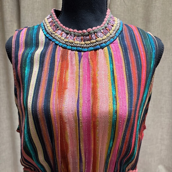 Anthropologie & Bl*nk London Silk Rainbow Stripe Maxi Dress - NWT - Picture 2 of 6